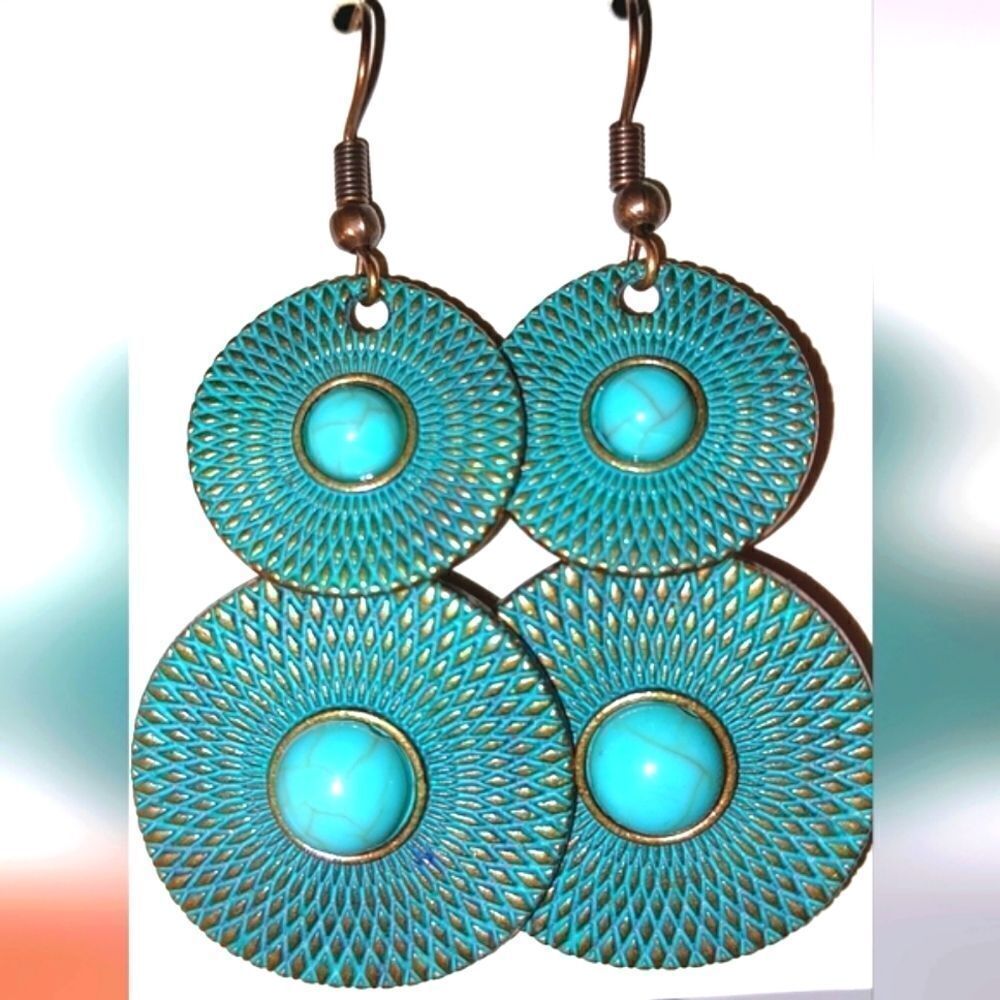 Gorgeous Turquoise Gypsy Dangle Boho Earrings
